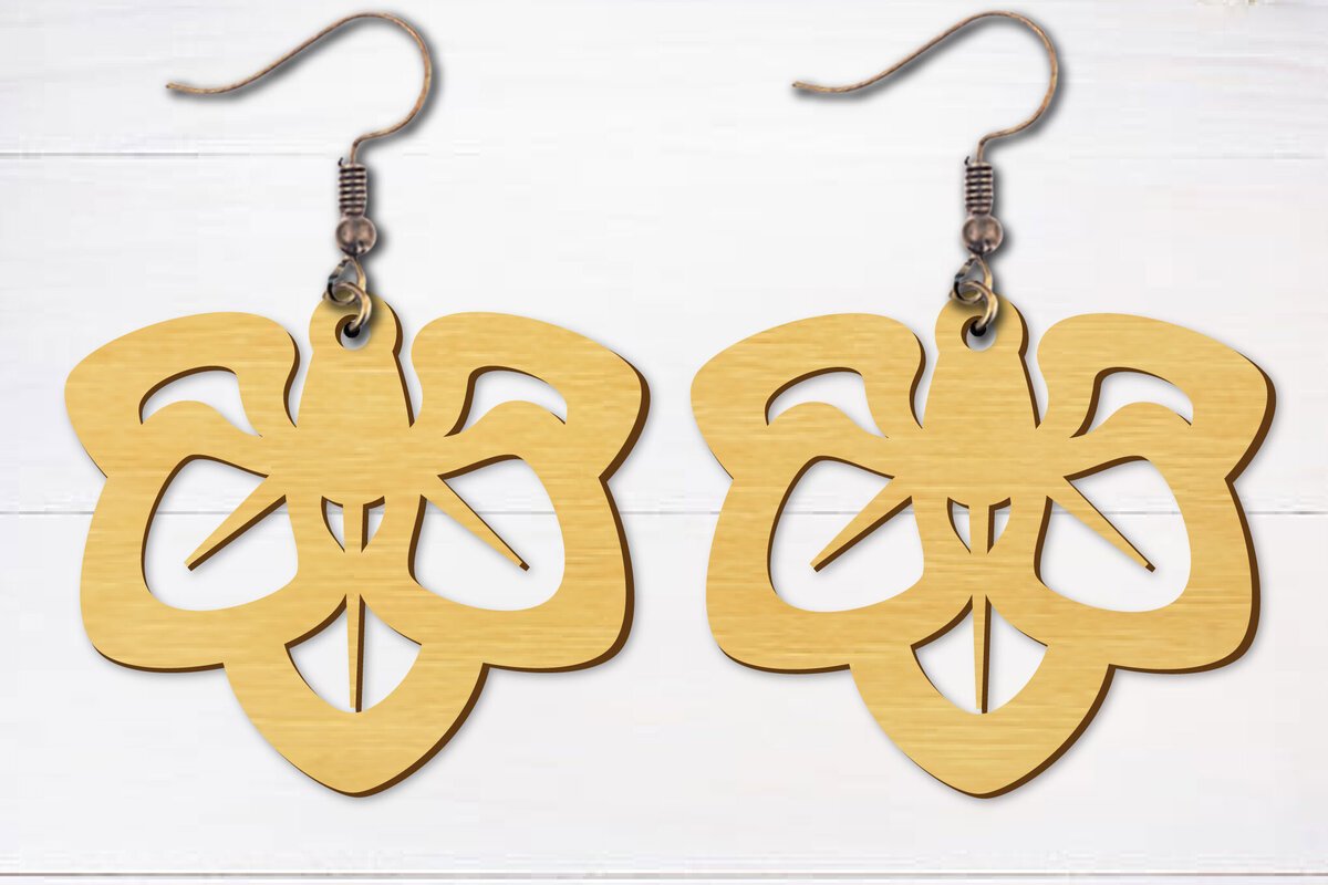 Intra απο ξύλο plywood 3mm-4mm πάχος - Σκουλαρίκια λουλουδιών κομμένα με λέιζερ  Δίασταση 3x3 cm INTRAFABR-96692661