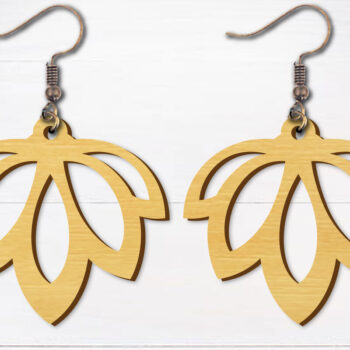 Intra απο ξύλο plywood 3mm-4mm πάχος - Σκουλαρίκια λουλουδιών κομμένα με λέιζερ  Δίασταση 3x3 cm INTRAFABR-96692883 - Image 1