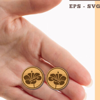 Intra απο ξύλο plywood 3mm-4mm πάχος - Σκουλαρίκια λουλουδιών κοπής λέιζερ  2 Δίασταση 3x3 cm INTRAFABR-102676893 - Image 1