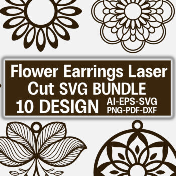 Intra απο ξύλο plywood 3mm-4mm πάχος - Σκουλαρίκια λουλουδιών Πακέτο  Cut Laser Δίασταση 3x3 cm INTRAFABR-122443409 - Image 3