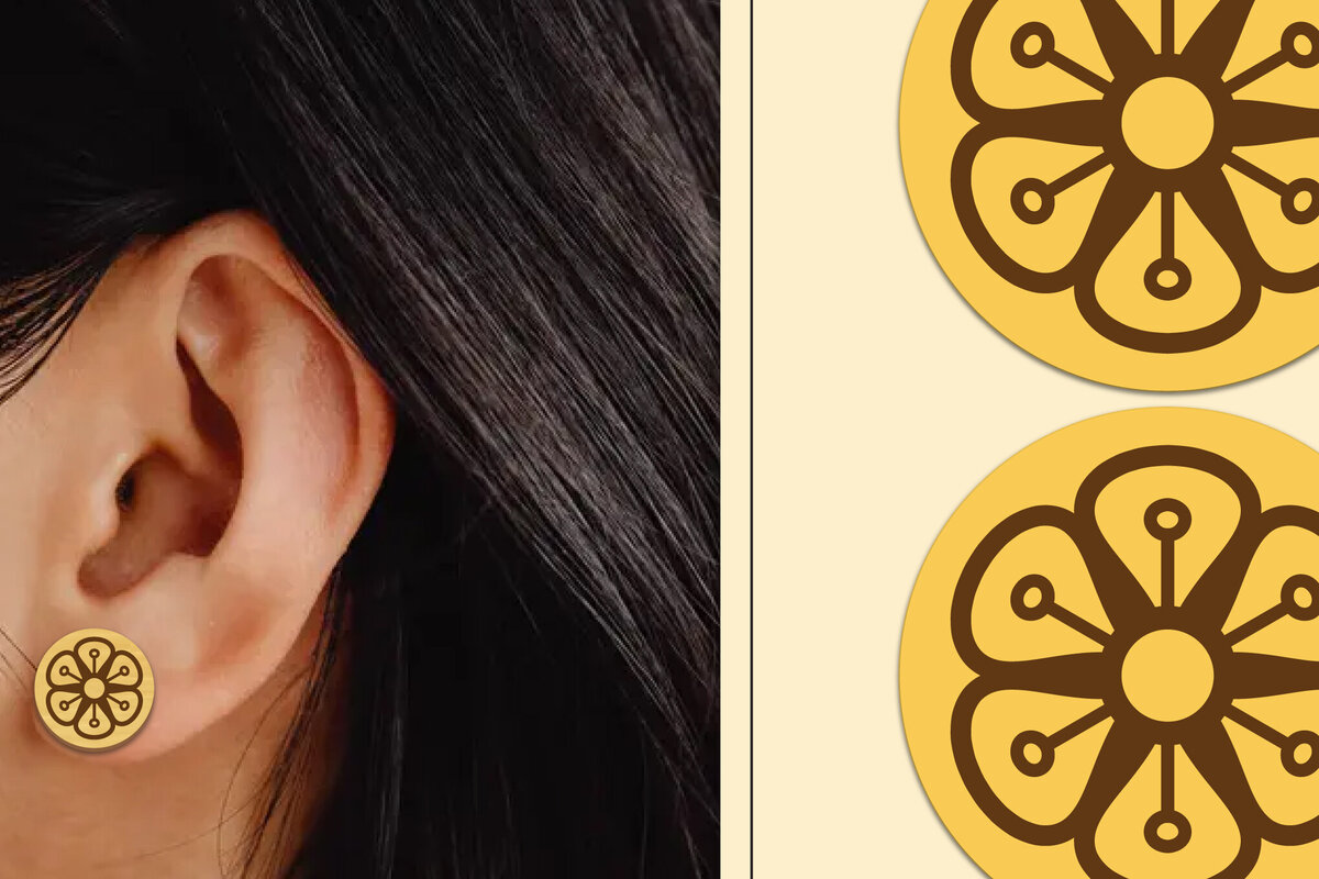 Intra απο ξύλο plywood 3mm-4mm πάχος - Σκουλαρίκια λουλουδιών Μαγνήτης κοπής με λέιζερ Δίασταση 3x3 cm INTRAFABR-103820875