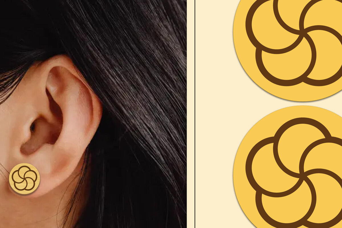 Intra απο ξύλο plywood 3mm-4mm πάχος - Σκουλαρίκια λουλουδιών Μαγνήτης κοπής με λέιζερ Δίασταση 3x3 cm INTRAFABR-103821077