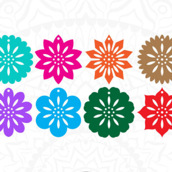 Intra απο ξύλο plywood 3mm-4mm πάχος - Σκουλαρίκια λουλουδιών , Αρχεία Laser  Δίασταση 3x3 cm INTRAFABR-10108841 - Image 2