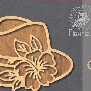 Intra απο ξύλο plywood 3mm-4mm πάχος - Διακόσμηση με κομμένο λέιζερ καπέλο λουλουδιών 1 Δίασταση 20x20 cm INTRAFABR-122932603