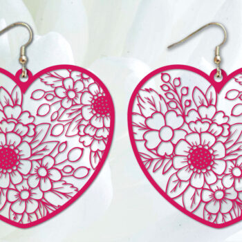 Intra απο ξύλο plywood 3mm-4mm πάχος - Σκουλαρίκια λουλουδιών καρδιών   κοπής με λέιζερ Δίασταση 3x3 cm INTRAFABR-88811432 - Image 1