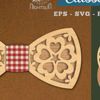 Intra απο ξύλο plywood 3mm-4mm πάχος - Παπιγιόν με λέιζερ λουλουδιών  Δίασταση 20x20 cm INTRAFABR-112552604 - Image 1