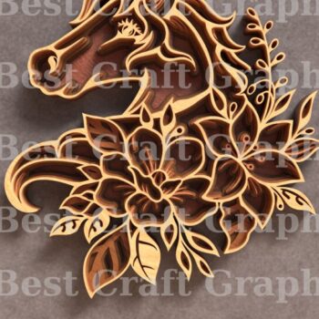 Intra απο ξύλο plywood 3mm-4mm πάχος - Flower Horse 6 Layer Art Δίασταση 20x20 cm INTRAFABR-119674790 - Image 1