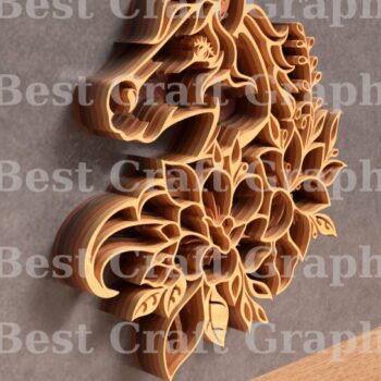 Intra απο ξύλο plywood 3mm-4mm πάχος - Flower Horse 6 Layer Art Δίασταση 20x20 cm INTRAFABR-119674790 - Image 2