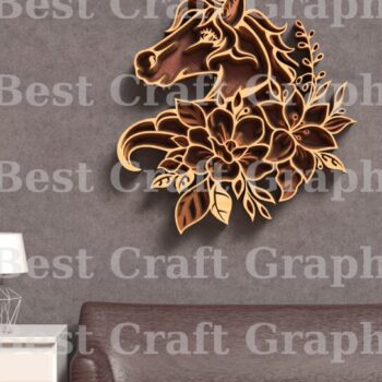 Intra απο ξύλο plywood 3mm-4mm πάχος - Flower Horse 6 Layer Art Δίασταση 20x20 cm INTRAFABR-119674790 - Image 4