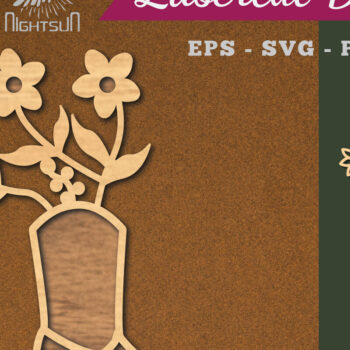 Intra απο ξύλο plywood 3mm-4mm πάχος - Λουλούδι σε μπότες Διακόσμηση κομμένη με λέιζερ 3 Δίασταση 20x20 cm INTRAFABR-113107535 - Image 1