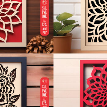 Intra απο ξύλο plywood 3mm-4mm πάχος - Λουλούδι σε πλαίσιο Διακόσμηση τοίχου  Πακέτο Δίασταση 4x4 cm INTRAFABR-91817502 - Image 1