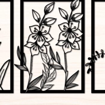 Intra απο ξύλο plywood 3mm-4mm πάχος - Λουλούδι σε πλαίσιο Διακόσμηση τοίχου  Lasercut Δίασταση 20x25 cm INTRAFABR-76780555 - Image 1