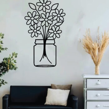 Intra απο ξύλο plywood 3mm-4mm πάχος - Λουλούδι σε βάζο Μεταλλική διακόσμηση τοίχου, Laser Δίασταση 40x50 cm INTRAFABR-65457765 - Image 2