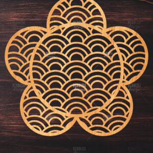 Intra απο ξύλο plywood 3mm-4mm πάχος - Πάνελ κοπής λέιζερ λουλουδιών ιαπωνικών κυμάτων Δίασταση 20x20 cm INTRAFABR-118744403