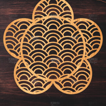 Intra απο ξύλο plywood 3mm-4mm πάχος - Πάνελ κοπής λέιζερ λουλουδιών ιαπωνικών κυμάτων Δίασταση 20x20 cm INTRAFABR-118744403 - Image 1