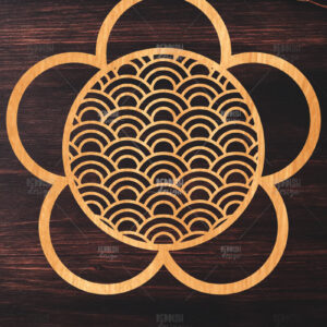 Intra απο ξύλο plywood 3mm-4mm πάχος - Πάνελ κοπής λέιζερ λουλουδιών ιαπωνικών κυμάτων Δίασταση 20x20 cm INTRAFABR-118744377