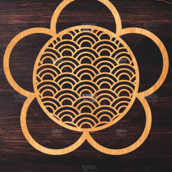 Intra απο ξύλο plywood 3mm-4mm πάχος - Πάνελ κοπής λέιζερ λουλουδιών ιαπωνικών κυμάτων Δίασταση 20x20 cm INTRAFABR-118744377 - Image 1