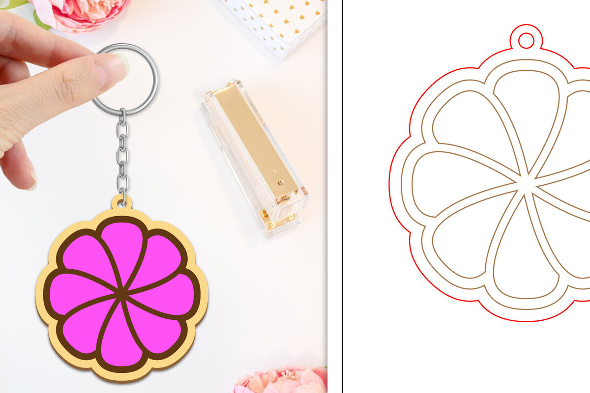 Intra απο ξύλο plywood 3mm-4mm πάχος - Μπρελόκ Λουλούδι Κοπή Laser | Μπρελόκ  Δίασταση 4x4 cm INTRAFABR-103234742