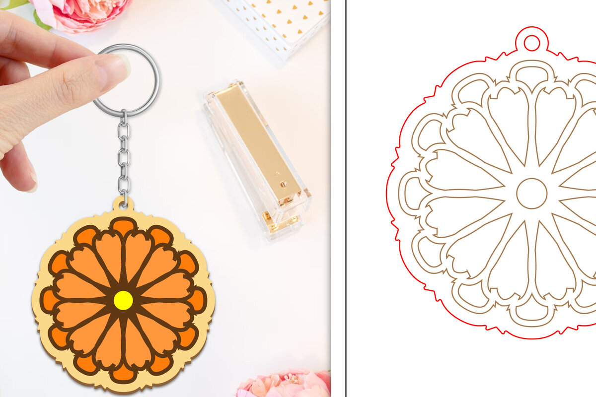 Intra απο ξύλο plywood 3mm-4mm πάχος - Μπρελόκ Λουλούδι Κοπή Laser | Μπρελόκ  Δίασταση 4x4 cm INTRAFABR-103234849