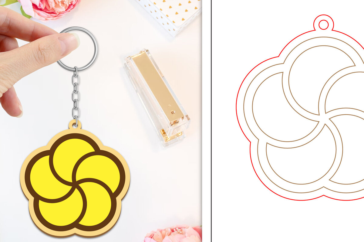 Intra απο ξύλο plywood 3mm-4mm πάχος - Μπρελόκ Λουλούδι Κοπή Laser | Μπρελόκ  Δίασταση 4x4 cm INTRAFABR-103234555