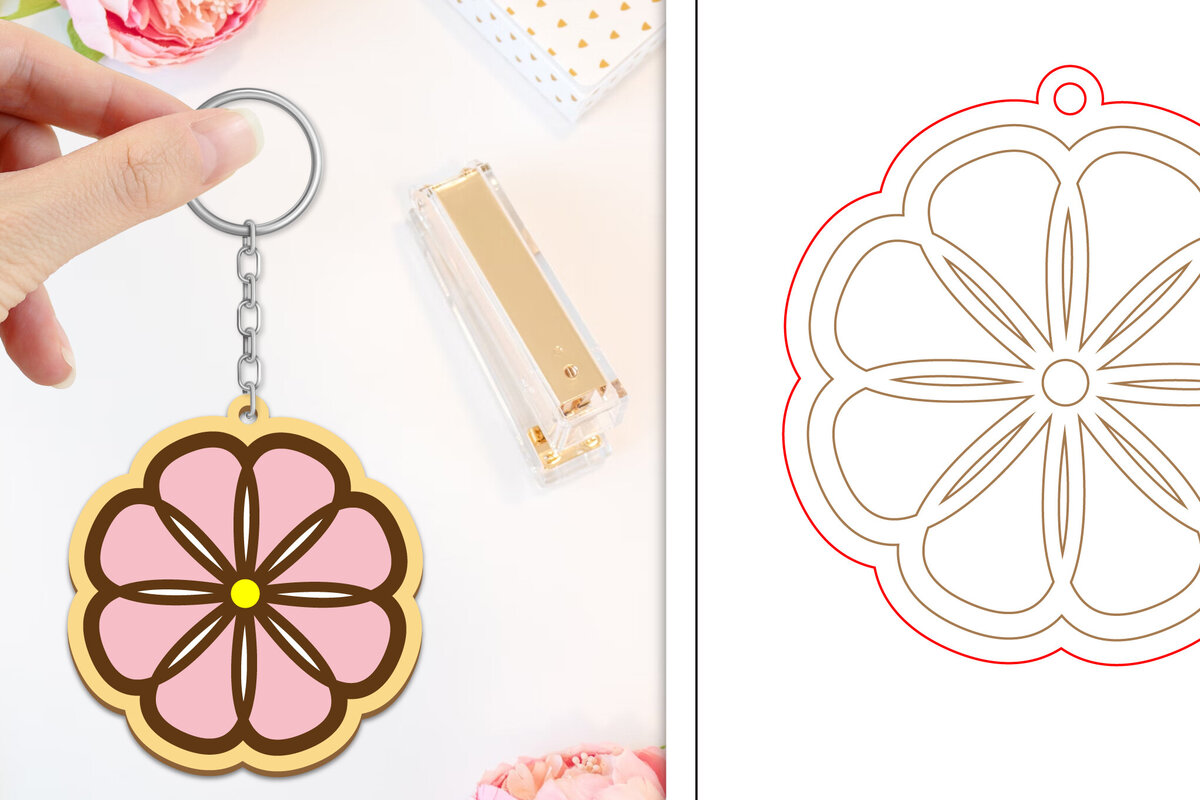 Intra απο ξύλο plywood 3mm-4mm πάχος - Μπρελόκ Λουλούδι Κοπή Laser | Μπρελόκ  Δίασταση 4x4 cm INTRAFABR-103234624