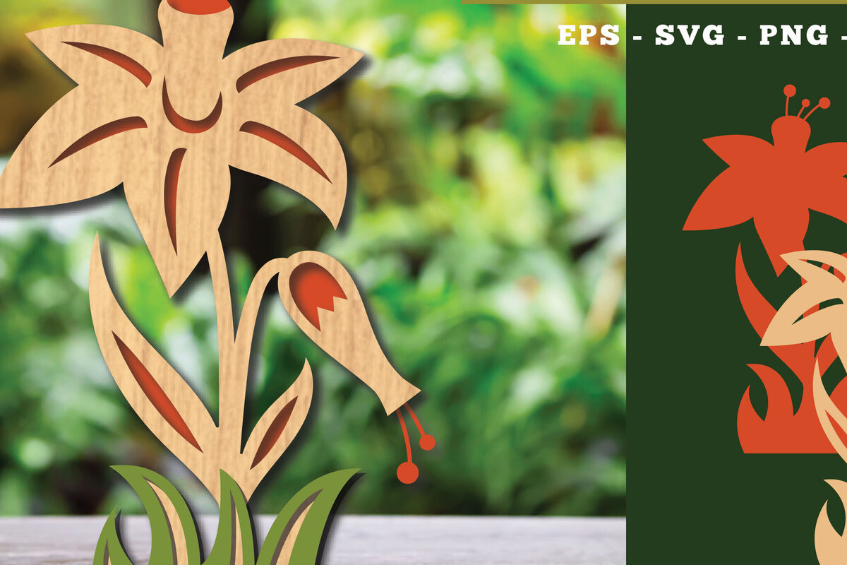 Intra απο ξύλο plywood 3mm-4mm πάχος - Διακόσμηση με κομμένα λέιζερ λουλουδιών 11 Δίασταση 20x20 cm INTRAFABR-113208468