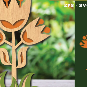 Intra απο ξύλο plywood 3mm-4mm πάχος - Διακόσμηση με κομμένα λέιζερ λουλουδιών 2 Δίασταση 20x20 cm INTRAFABR-113207268 - Image 1