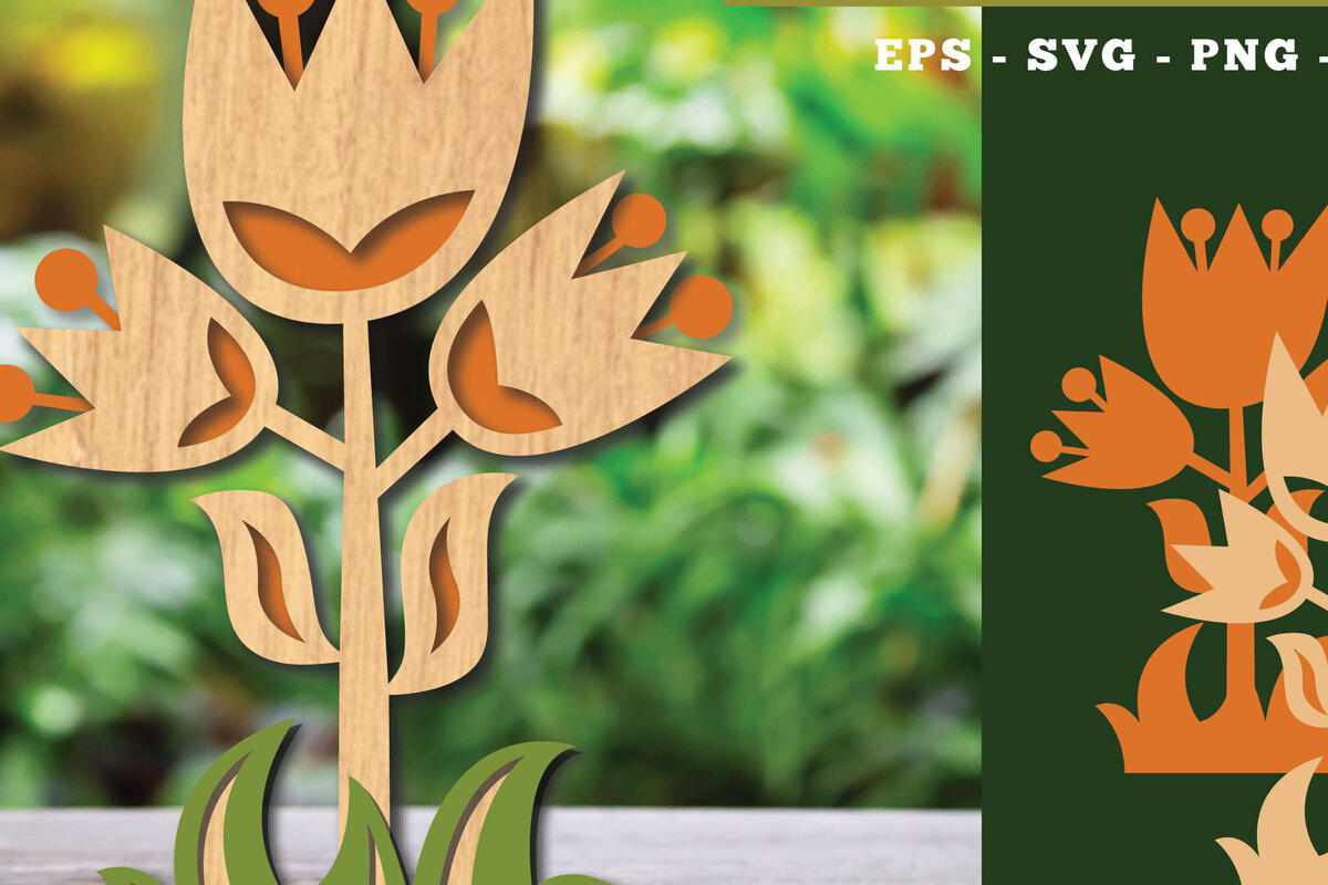 Intra απο ξύλο plywood 3mm-4mm πάχος - Διακόσμηση με κομμένα λέιζερ λουλουδιών 2 Δίασταση 20x20 cm INTRAFABR-113207268