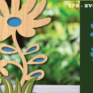 Intra απο ξύλο plywood 3mm-4mm πάχος - Διακόσμηση με κομμένα λέιζερ λουλουδιών 5 Δίασταση 20x20 cm INTRAFABR-113208199