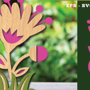 Intra απο ξύλο plywood 3mm-4mm πάχος - Διακόσμηση με κομμένα λέιζερ λουλουδιών 7 Δίασταση 20x20 cm INTRAFABR-113208286 - Image 1