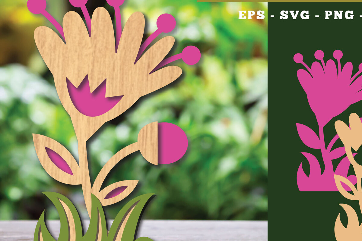 Intra απο ξύλο plywood 3mm-4mm πάχος - Διακόσμηση με κομμένα λέιζερ λουλουδιών 7 Δίασταση 20x20 cm INTRAFABR-113208286