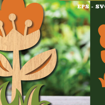 Intra απο ξύλο plywood 3mm-4mm πάχος - Διακόσμηση με κομμένα λέιζερ λουλουδιών 8 Δίασταση 20x20 cm INTRAFABR-113208357 - Image 1