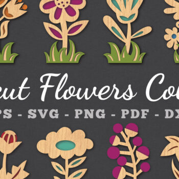 Intra απο ξύλο plywood 3mm-4mm πάχος - Δέσμη διακόσμησης με κομμένα λέιζερ λουλουδιών Δίασταση 20x20 cm INTRAFABR-113208570 - Image 1