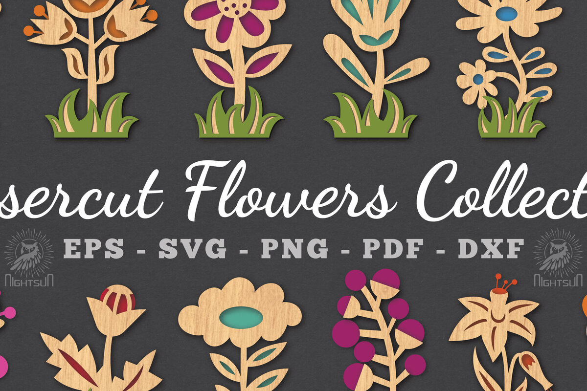 Intra απο ξύλο plywood 3mm-4mm πάχος - Δέσμη διακόσμησης με κομμένα λέιζερ λουλουδιών Δίασταση 20x20 cm INTRAFABR-113208570