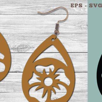 Intra απο ξύλο plywood 3mm-4mm πάχος - Σκουλαρίκια κομμένα με λέιζερ λουλουδιών Δίασταση 3x3 cm INTRAFABR-103776821 - Image 1