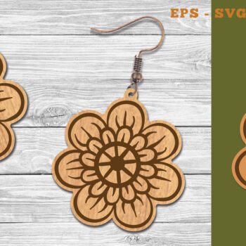 Intra απο ξύλο plywood 3mm-4mm πάχος - Σκουλαρίκια κομμένα με λέιζερ λουλουδιών 5 Δίασταση 3x3 cm INTRAFABR-111468549 - Image 1