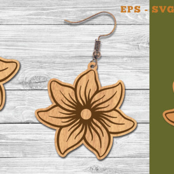 Intra απο ξύλο plywood 3mm-4mm πάχος - Σκουλαρίκια κομμένα με λέιζερ λουλουδιών 6 Δίασταση 3x3 cm INTRAFABR-111468571 - Image 1