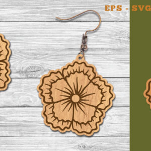 Intra απο ξύλο plywood 3mm-4mm πάχος - Σκουλαρίκια κομμένα με λέιζερ λουλουδιών  7 Δίασταση 3x3 cm INTRAFABR-111468599