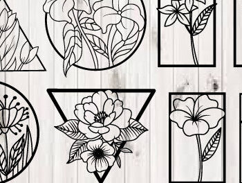 Intra απο ξύλο plywood 3mm-4mm πάχος - Πακέτο τέχνης τοίχου με λουλούδια κομμένα με λέιζερ Δίασταση 40x50 cm INTRAFABR-97383754 - Image 1