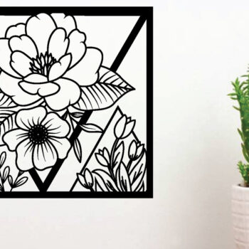 Intra απο ξύλο plywood 3mm-4mm πάχος - Flower Laser Κοπή Μεταλλικών Τέχνης Τοίχων Δίασταση 40x50 cm INTRAFABR-89289302 - Image 2