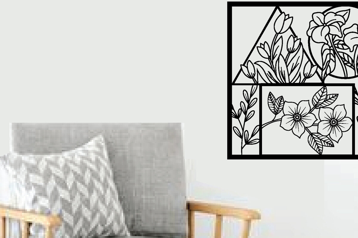 Intra απο ξύλο plywood 3mm-4mm πάχος - Flower Laser Κοπή Μεταλλικών Τέχνης Τοίχων Δίασταση 40x50 cm INTRAFABR-89288810