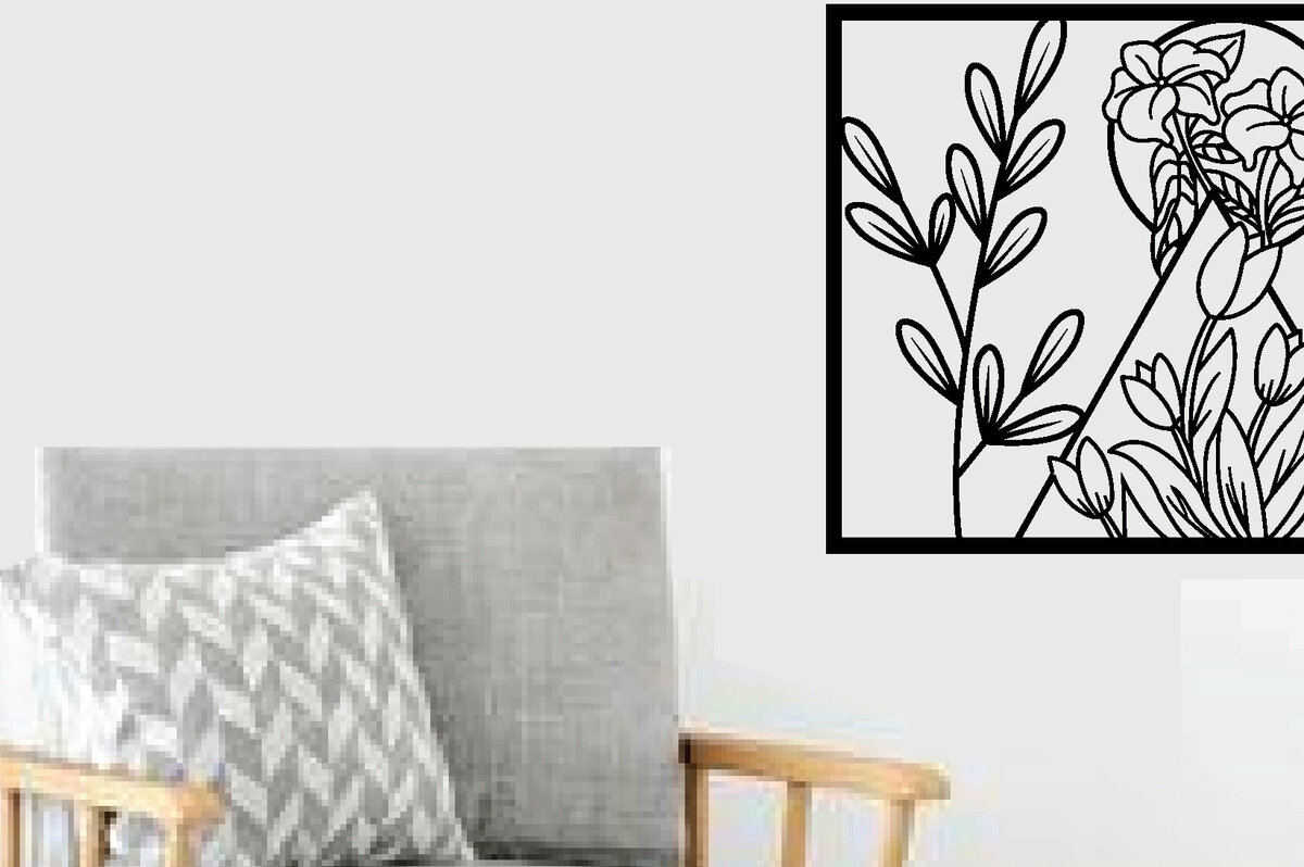 Intra απο ξύλο plywood 3mm-4mm πάχος - Flower Laser Κοπή Μεταλλικών Τέχνης Τοίχων Δίασταση 40x50 cm INTRAFABR-89288935