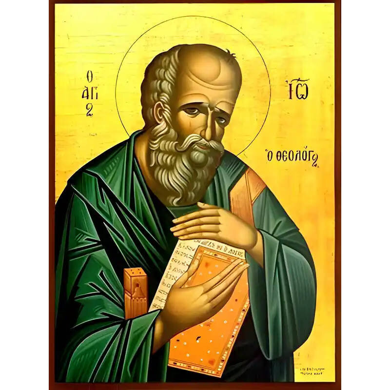 Εικόνα Ορθοδοξίας με περίγραμμα χρυσό σε ξύλο Φλαμουρίας  με  βάση Εικόνα ΑΓΙΟΣ ΑΠΟΣΤΟΛΟΣ ΚΑΙ ΕΥΑΓΓΕΛΙΣΤΗΣ ΙΩΑΝΝΗΣ Ο ΘΕΟΛΟΓΟΣ Χειροποίητη Ελληνορθόδοξη εικόνα του Ιησού Χριστού, Κρεμαστή πλάκα βυζαντινής τέχνης, χριστιανική τέχνη Διάσταση 40x30 cm (10,2x7,9 ίντσες)  INTRAEK-1447757865055