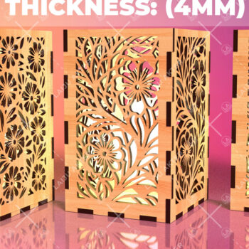 Intra απο ξύλο plywood 3mm-4mm πάχος - Φύλλα λουλουδιών Κηροπήκτης Laser Cut 05 Δίασταση 20x20 cm INTRAFABR-109023397 - Image 1