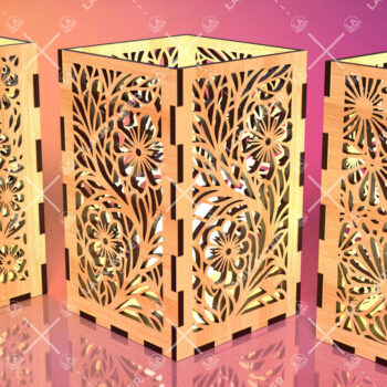 Intra απο ξύλο plywood 3mm-4mm πάχος - Φύλλα λουλουδιών Κηροπήκτης Laser Cut 05 Δίασταση 20x20 cm INTRAFABR-109023397 - Image 2