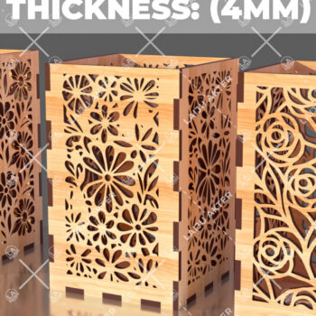 Intra απο ξύλο plywood 3mm-4mm πάχος - Φύλλα λουλουδιών Κηροπήκτης Laser Cut 06 Δίασταση 20x20 cm INTRAFABR-109023402 - Image 1