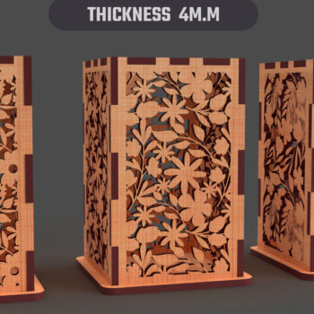 Intra απο ξύλο plywood 3mm-4mm πάχος - Φύλλα λουλουδιών Κηροπήγιο κομμένο με λέιζερ Δίασταση 20x20 cm INTRAFABR-91193505 - Image 1