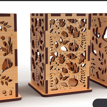 Intra απο ξύλο plywood 3mm-4mm πάχος - Φύλλα λουλουδιών Κηροπήγιο κομμένο με λέιζερ Δίασταση 20x20 cm INTRAFABR-91193504 - Image 1