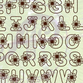 Intra απο ξύλο plywood 3mm-4mm πάχος - Σύνολο λουλουδιών γραμμάτων αλφάβητου  Cut Files Δίασταση 30x20 cm INTRAFABR-67816592 - Image 3