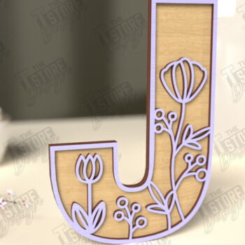 Intra απο ξύλο plywood 3mm-4mm πάχος - Γράμματα λουλουδιών | Alphabet | Floral Design Δίασταση 30x20 cm INTRAFABR-118352803 - Image 1